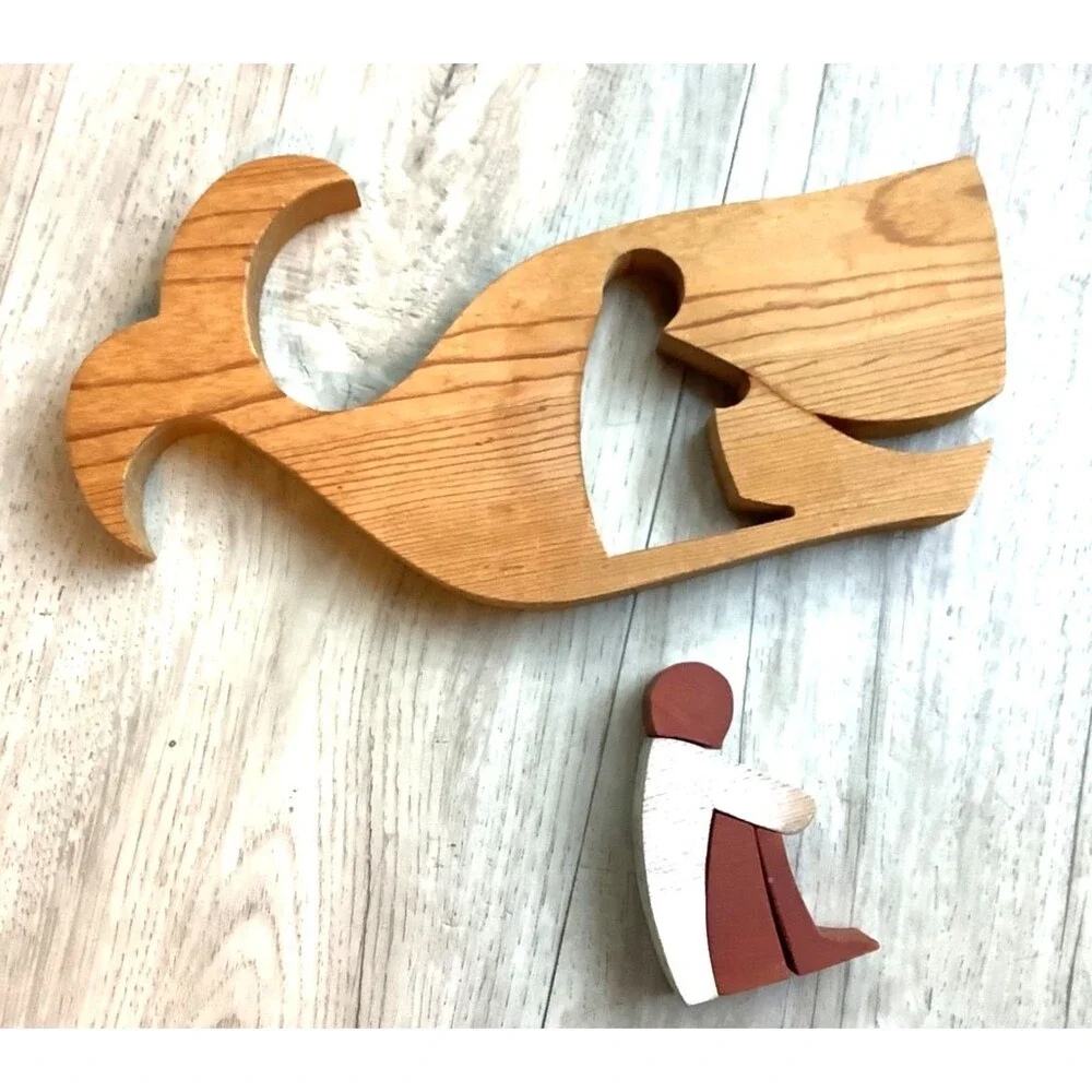Vintage Wood Puzzle Jonah and the Whale Wooden 1978 Made In Hawaii Bob Kelly